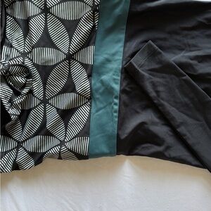 SEEA Swim | Black Long Sleeve Top with Green pattern